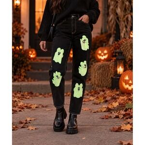 Her Universe Disney Halloween Ghost Glow In Dark Mom Jeans Size 18